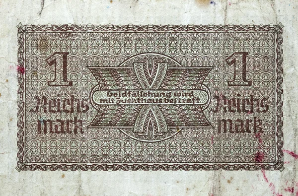 Bankbiljet van 1 reichsmark 1938-1945 — Stockfoto