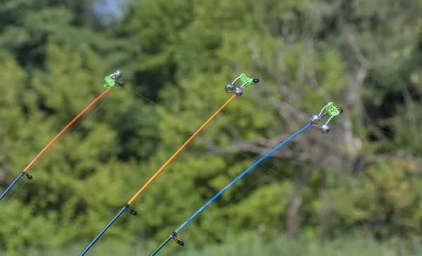 Línea de pesca estirada de caña de pescar —  Fotos de Stock