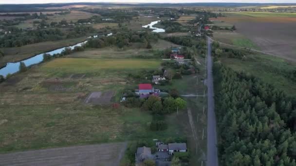 Drone Ansicht Aus Der Luft Über Den Sonnenuntergang Sommer Ländliche — Stockvideo