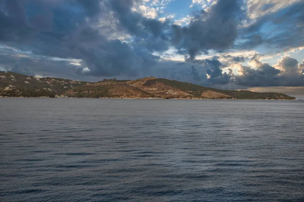 Ионический Вид Море Над Южным Побережьем Албании Драматическим Небом — стоковое фото