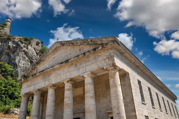 Iglesia San Jorge Famoso Monumento Turístico Antigua Fortaleza Veneciana Kerkyra — Foto de Stock