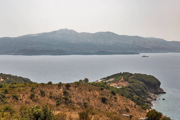 Cabo Merli Albania Con Vista Lejana Sobre Estrecho Isla Corfú — Foto de Stock