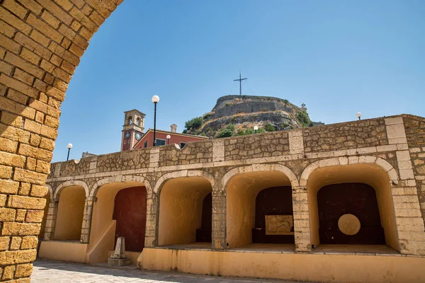 Monumento Turístico Famoso Antigua Fortaleza Veneciana Ciudad Kerkyra Corfú Grecia —  Fotos de Stock