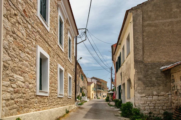 Old Narrow Street Lefkimmi Island Corfu Greece — Stock Photo, Image