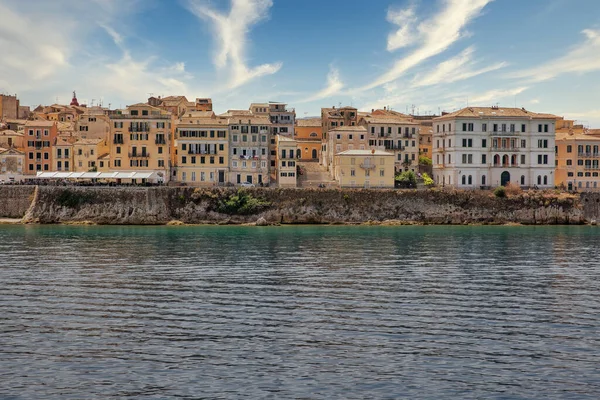 Kerkyra Stadsgezicht Corfu Eiland Griekenland Zee Baai Met Rustig Turquoise — Stockfoto