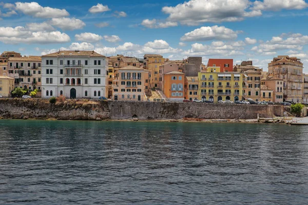 Kerkyra Stadsgezicht Corfu Eiland Griekenland Zee Baai Met Rustig Turquoise — Stockfoto