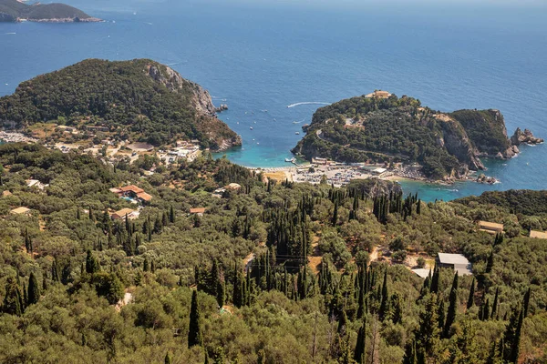 Paleokastritsa Bela Vista Cima Corfu Island Grécia — Fotografia de Stock