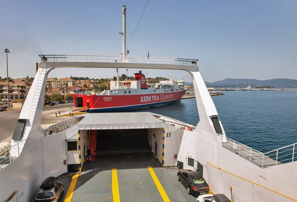 Kerkyra Corfu Grécia Agosto 2021 Ano Hora Porão Ferry Aberto — Fotografia de Stock