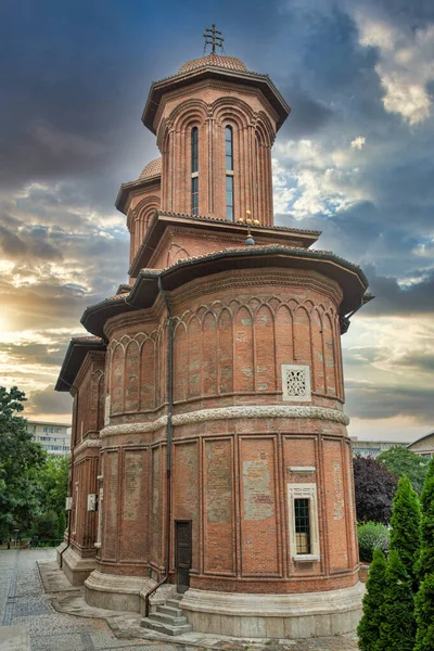 Dramatic Sky View Kretzulescu Church Bucharest Romania — Fotografia de Stock