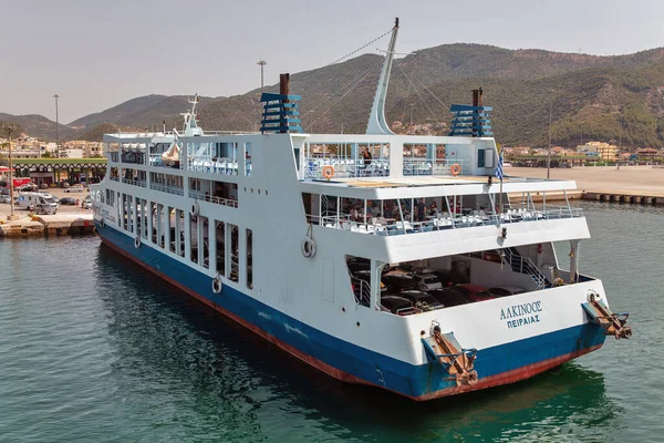 Igoumenitsa Greece August 2021 Kerkyra Lines Alkinoos Ferry Ship Loaded — 图库照片