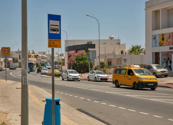 Paralimni Cyprus Травня 2021 Рух Вулиці Griva Digeni Центрі Міста — стокове фото