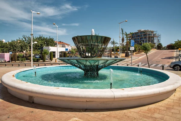 Paisaje Urbano Con Fuente Calle Protara Protaras Isla Chipre — Foto de Stock
