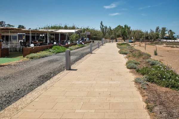 Lange Strandpromenade Mit Bars Und Restaurants Protaras Zypern — Stockfoto