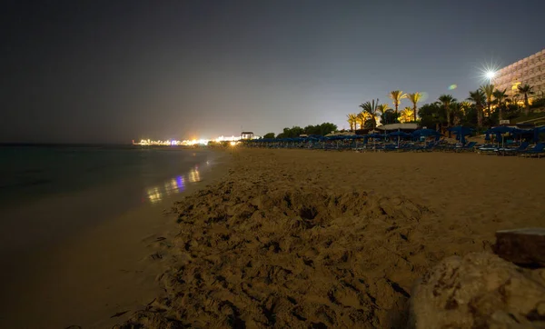 Noche Verano Famosa Playa Limanaki Ayia Napa Chipre —  Fotos de Stock
