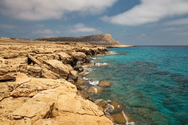 Zeegezicht Cape Greco Schiereiland Park Cyprus Het Bergachtig Schiereiland Met — Stockfoto