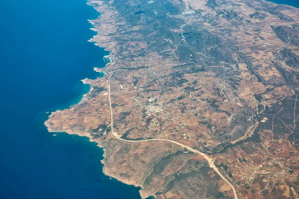 Aerial View Yeni Erenkoy Yesilkoy Agios Andronikos Villages Karpass Peninsula — Stock Photo, Image
