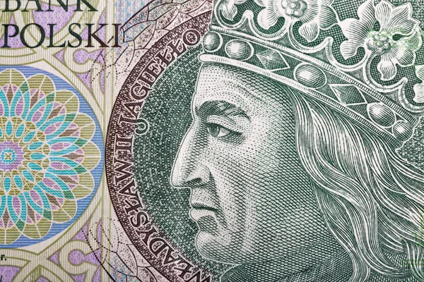 ポーランドお金ビル 100 ズウォティ マクロ ポーランド Wladyslaw Jagiello 王の肖像画を — ストック写真
