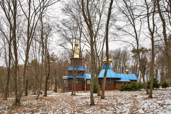 Drewniany Kościół Lesie Narodowy Park Przyrody Gór Kremeneckich Bozha Hora — Zdjęcie stockowe