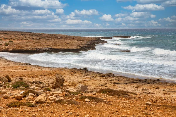 Ayia Napa Yaz Tatili Kayalık Fırtınalı Sahil Önü Kıbrıs — Stok fotoğraf