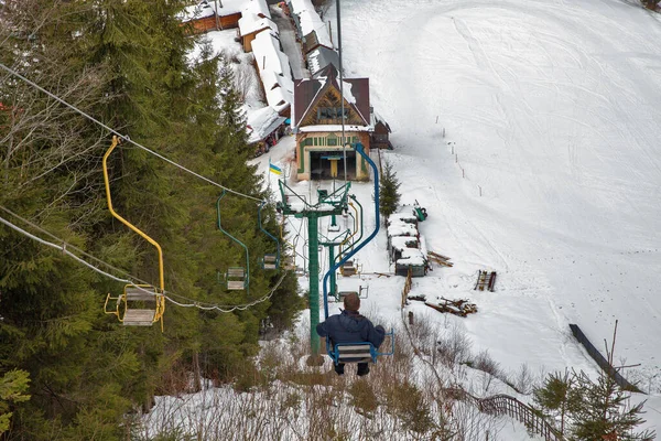 Ski Lift Winter Resort Vorokhta Carpathian Mountains Ukraine — Stock Photo, Image