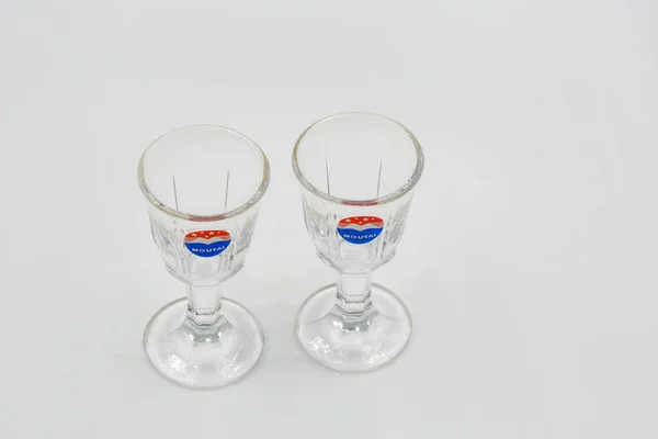 Kyiv Ukraine June 2021 Studio Shoot Two Small Empty Glasses — стоковое фото