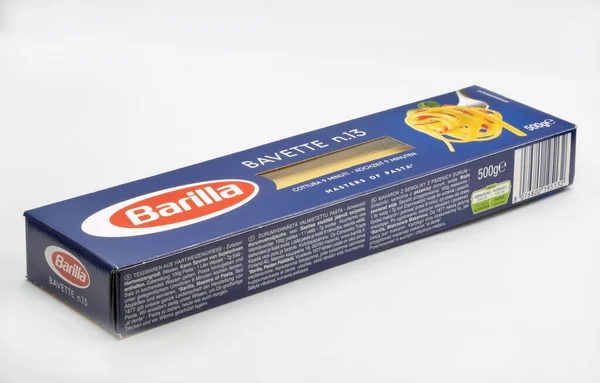 Kyiv Ukraine April 24 2022 Barilla Spaghetti Pack Closeup On White Kyiv Ukraine April 24 2022 Barilla Spaghetti Pack Closeup On White