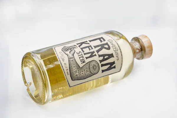 Kyiv Ukraine June 2021 Lithuanian Frankenstein Bitter Gin Bottle Closeup — Stock Photo, Image