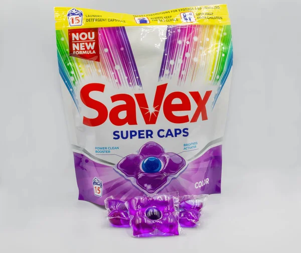 Kyiv Ukraine October 2021 Studio Shoot Savex Washing Super Caps — Foto Stock