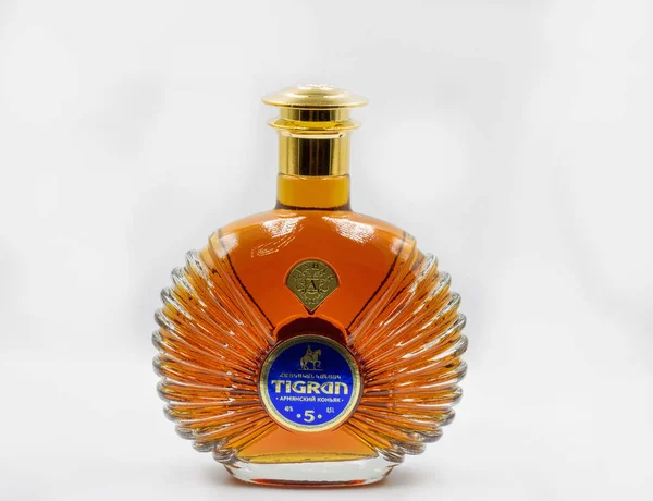 Kyiv Ukraine June 2022 Studio Shoot Tigran Cognac Bottle Closeup — Stock Photo, Image