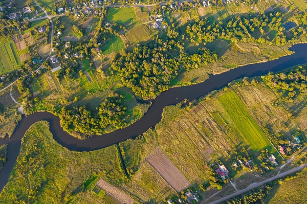 Літній Захід Сонця Річка Рос Пейзаж Україна — стокове фото