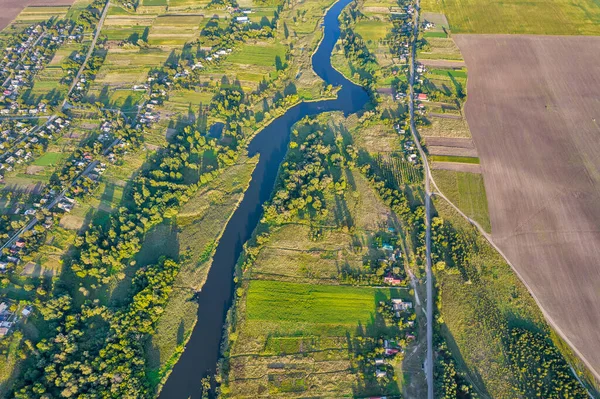 Літній Захід Сонця Річка Рос Пейзаж Україна — стокове фото