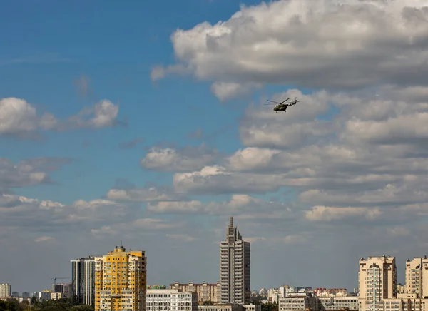 War Ukraine Military Helicopter Ukrainian Air Forces Sky Kyiv City — Stock Photo, Image