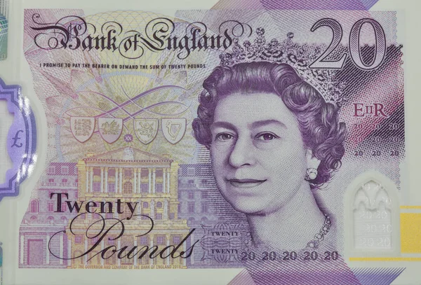 Британские Банкноты Весом Фунтов Портрет Королевы Елизаветы — стоковое фото