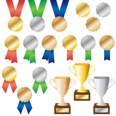 vektör ödül ve kupalar