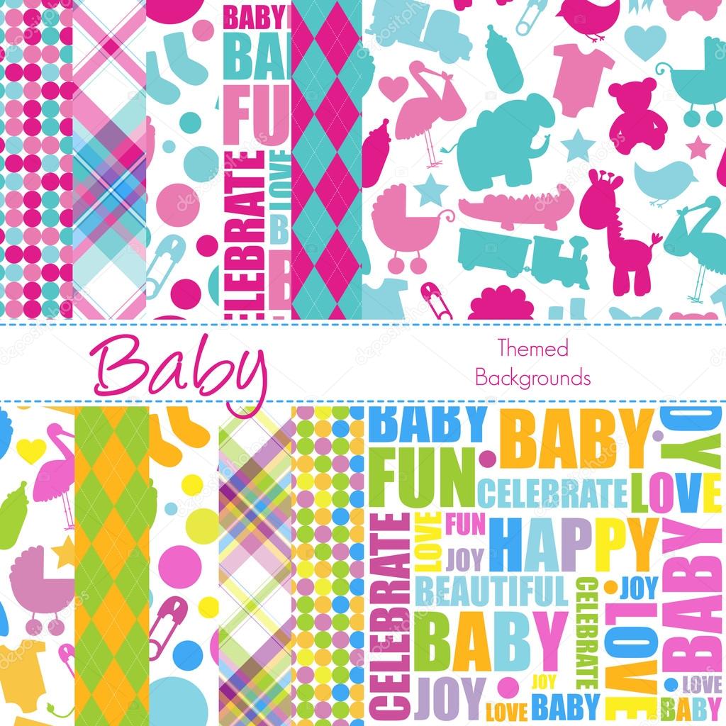 Set of 12 Baby Themed Vector Backgrounds