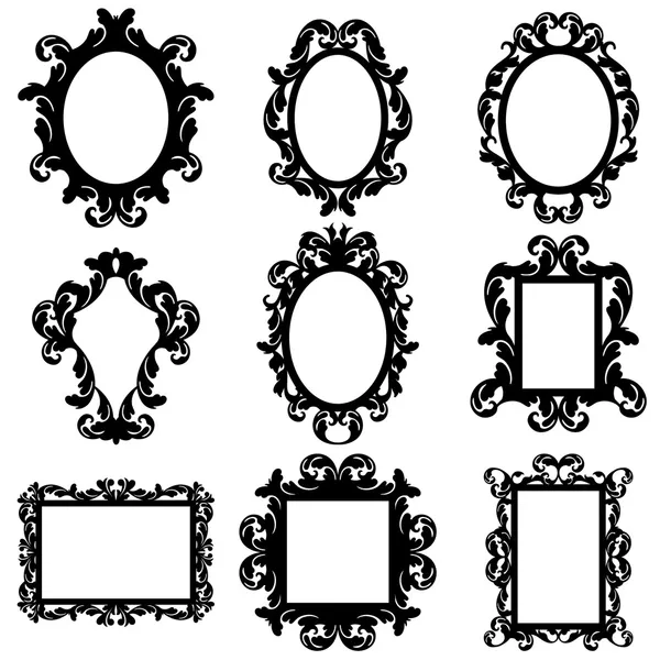 Vector set van barokke frame silhouetten — Stockvector