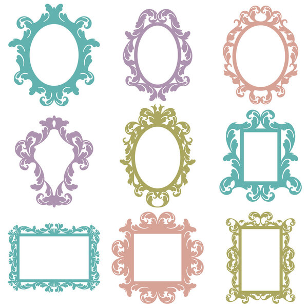 Vector Set of Baroque Frame Silhouettes