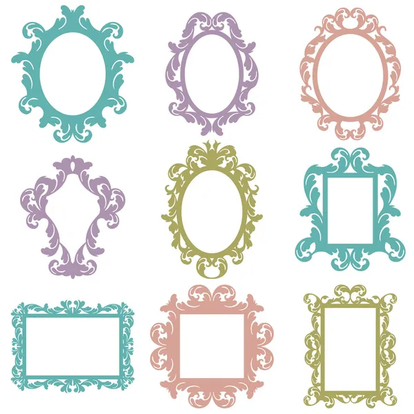 Vector Set of Baroque Frame Silhouettes — Stock Vector