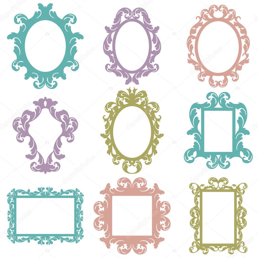 Vector Set of Baroque Frame Silhouettes