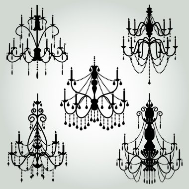Vector Set of Chandelier Silhouettes clipart