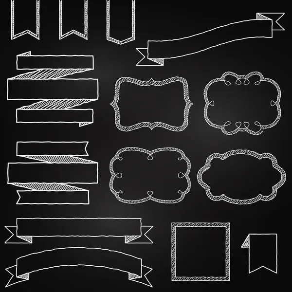 黑板风格横幅、 丝带和帧的矢量集合 — 图库矢量图片