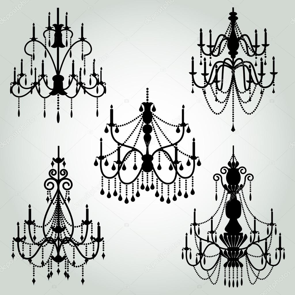 Vector Set of Chandelier Silhouettes