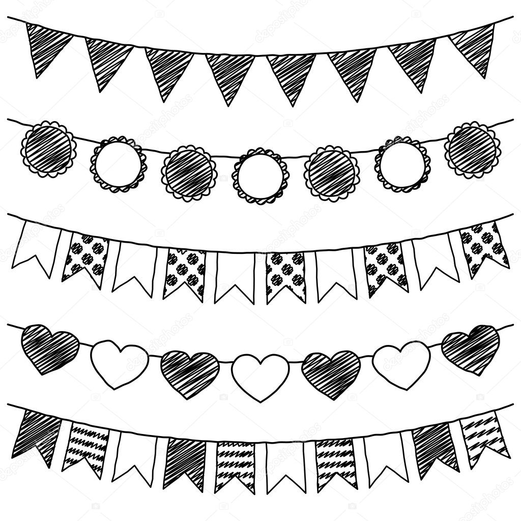 Vector Set of Hand Drawn Doodle Bunting