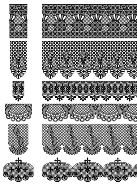 Conjunto de vectores de patrones de encaje sin costura — Archivo Imágenes Vectoriales