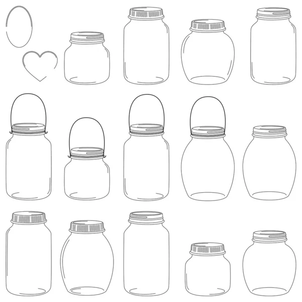 Large Set of Hand Drawn Mason Jar Vectors — Stock Vector