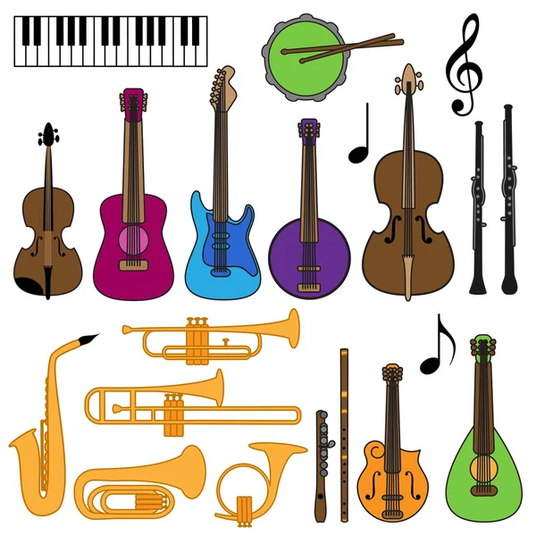 Colección vectorial de instrumentos musicales — Vector de stock