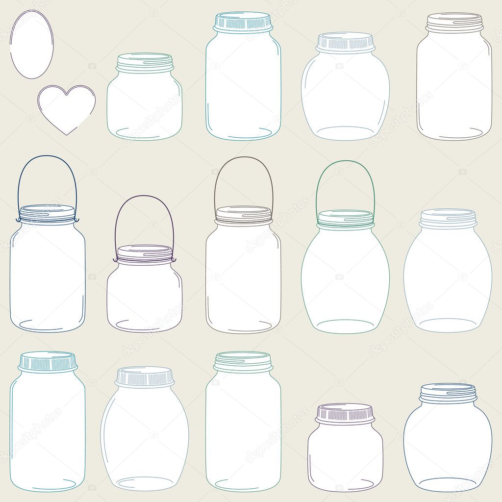 Large Set of Hand Drawn Mason Jar Vectors ??? Stock Vector ?? PinkPueblo