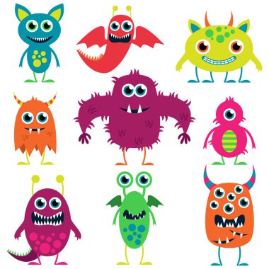 Vector Collection of Cute Monsters clipart