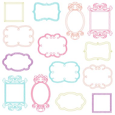 Vector Set of Doodle Frames and Borders clipart