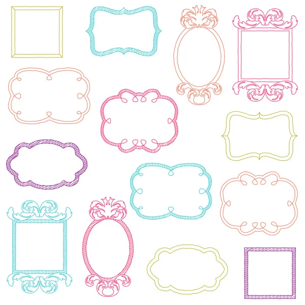 Vector Set of Doodle Frames and Borders — Stock Vector